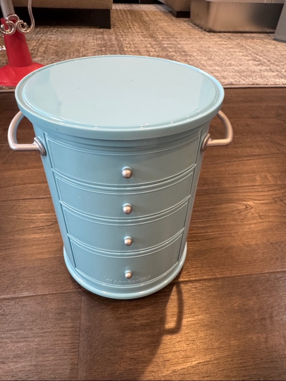 American Girl Pale Blue Round 4-Drawer Accent Chest with Handles